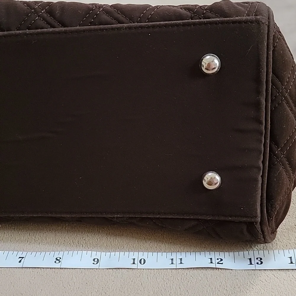 Vera Bradley Solid Brown Quilted Studded Doctor Stachel Shoulder Bag EUC